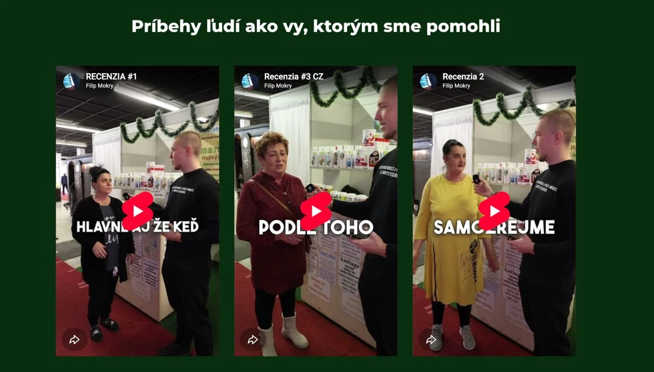 Sekcia s videorecenziami zákazníkov: Príbehy ľudí ako vy, ktorým sme pomohli